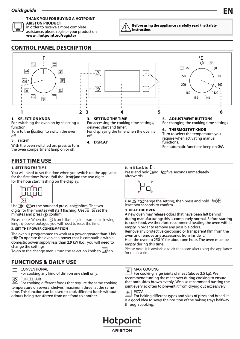 Page 1 de la notice Manuel utilisateur Hotpoint FA2 840 P IX HA