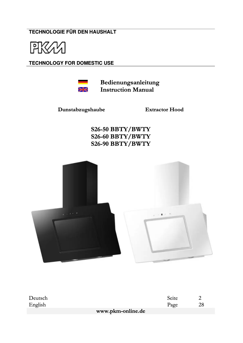Page n°1 - Manuel utilisateur PKM S26-90BWTY