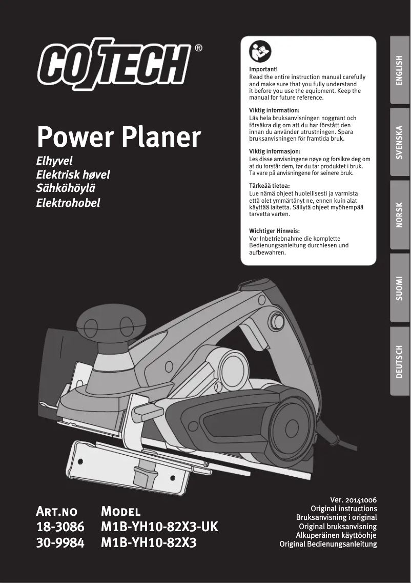 Page n°1 - Manuel utilisateur Cotech M1B-YH10-82X3