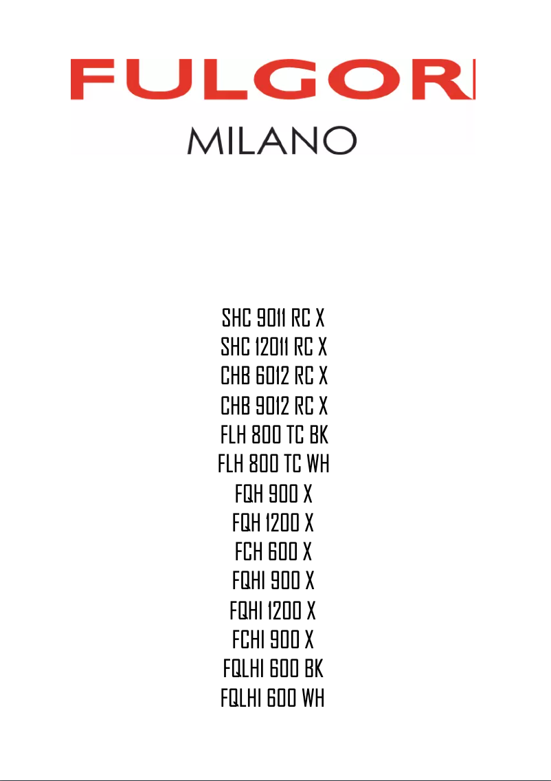 Page n°1 - Manuel utilisateur Fulgor Milano FLH 800 TC BK