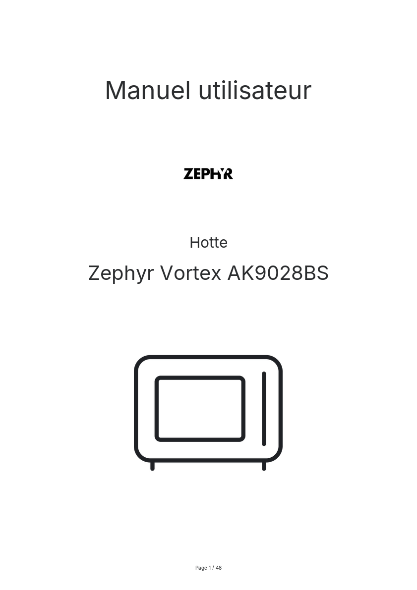 Image de la première page du manuel de l'appareil Vortex AK9028BS