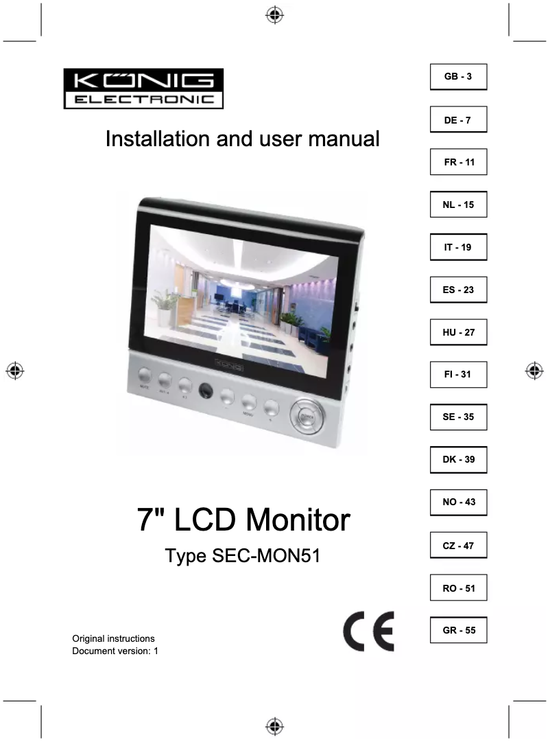 Image de la première page du manuel de l'appareil SEC-MON51