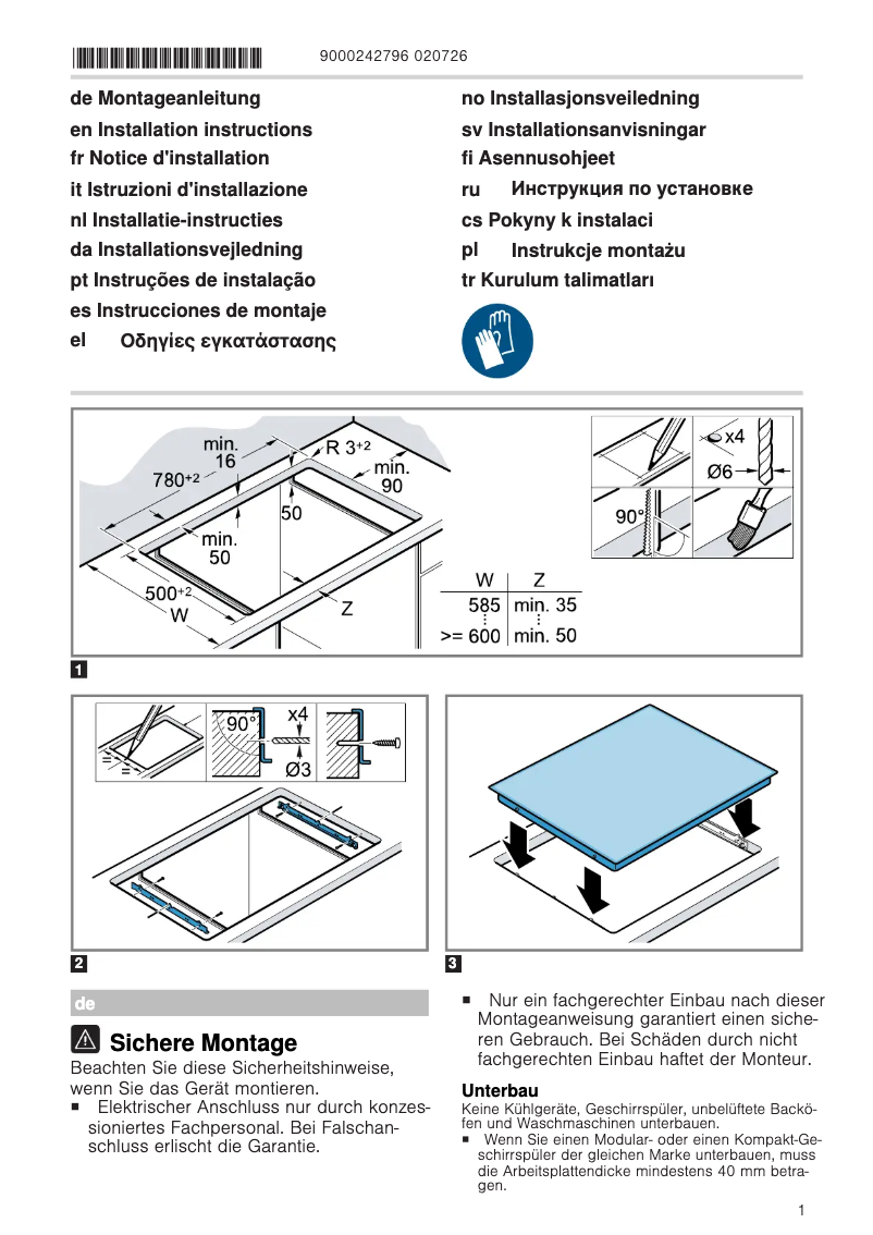 Page n°1 - Instructions / montage Junker JR38IT55