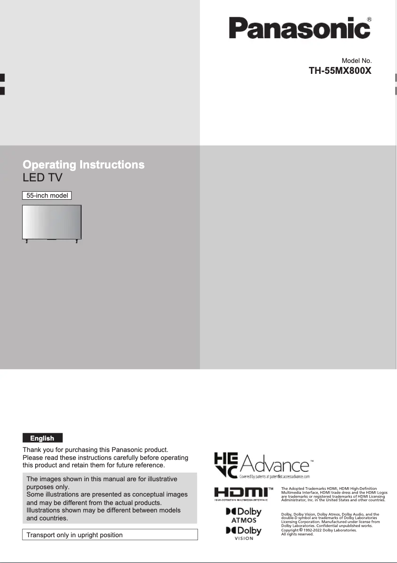 Imagen de la primera página del manual del dispositivo TH-55MX800X