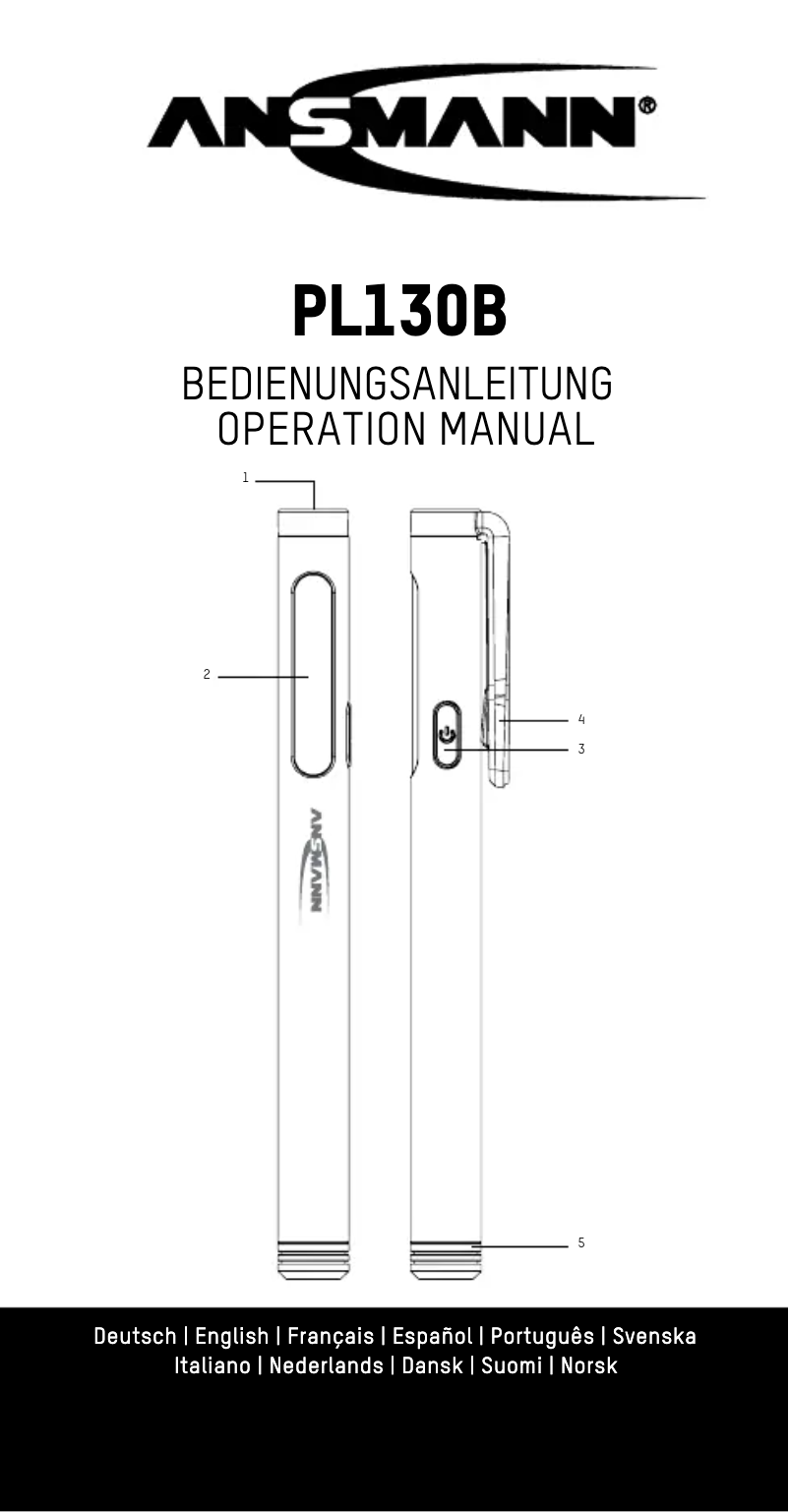 Page n°1 - Manuel utilisateur Ansmann PL130B