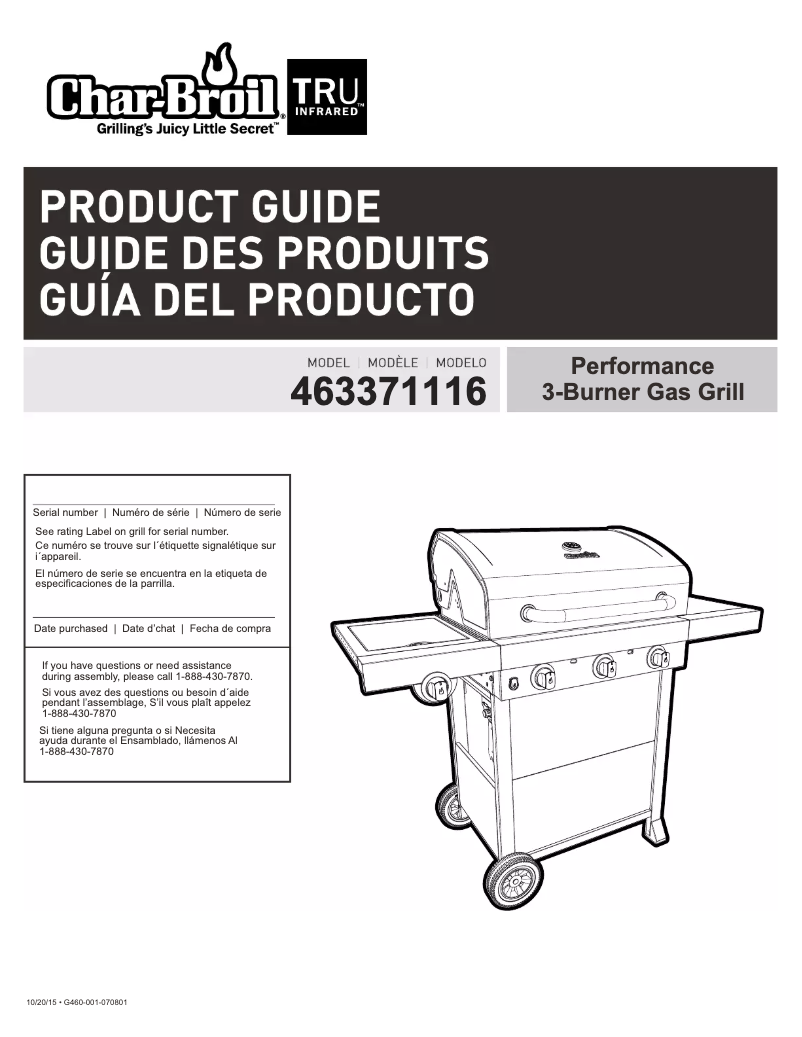 Page 1 de la notice Manuel utilisateur Char-Broil 463371116