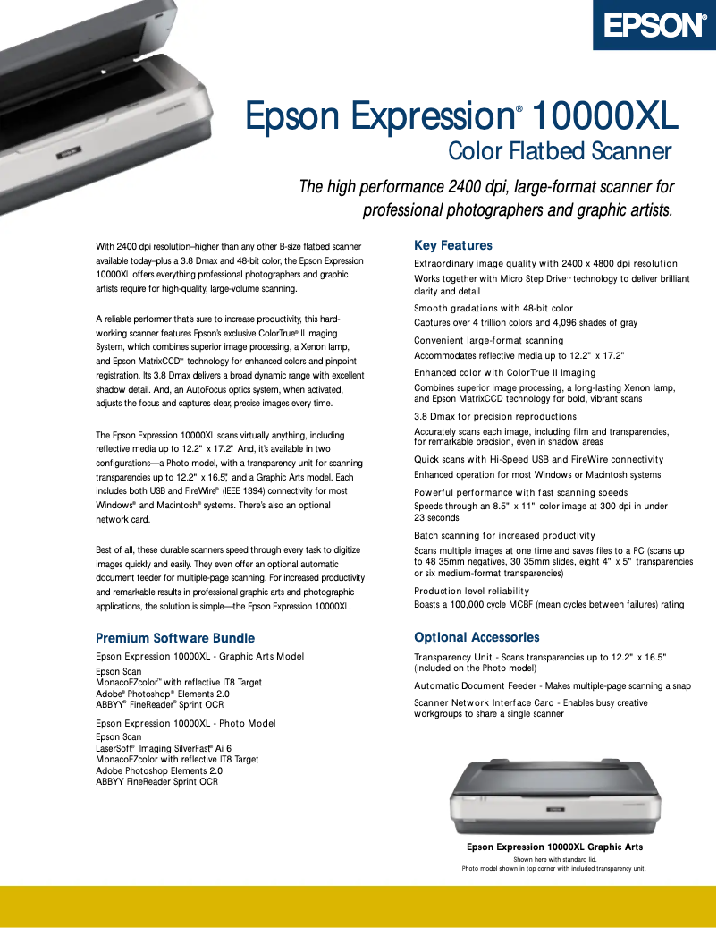 Page 1 de la notice Brochure Epson Expression 10000XL