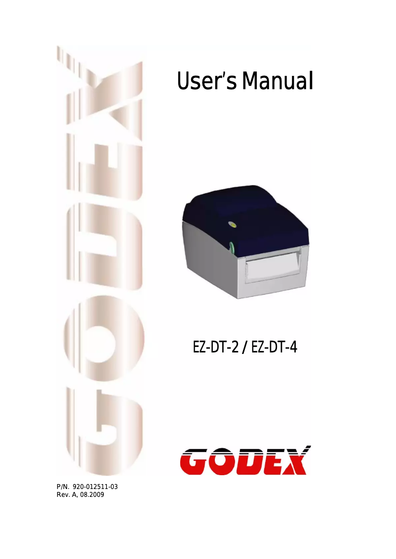 Page 1 de la notice Manuel utilisateur Godex EZ-DT4