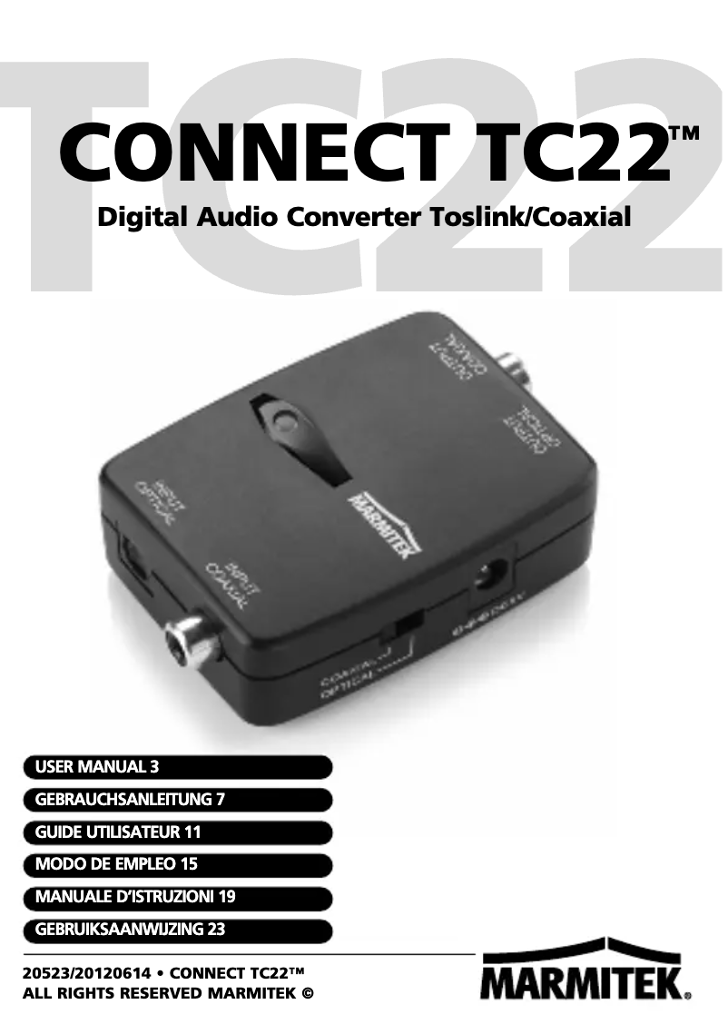 Página 1 del manual Manual de usuario Marmitek Connect TC22