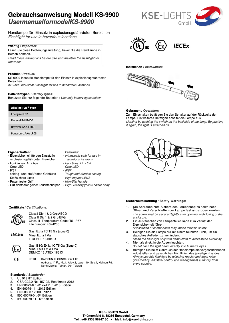Page n°1 - Manuel utilisateur KSE-Lights KS-9900