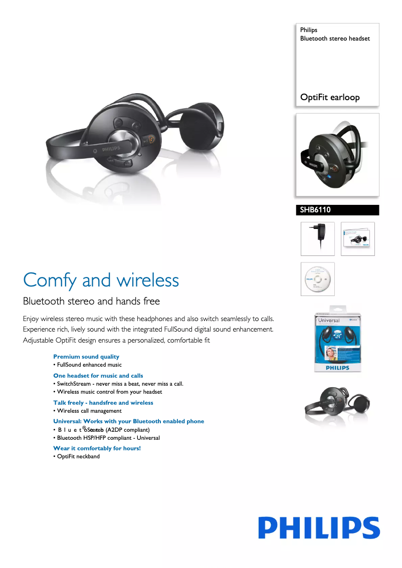 Page n°1 - Fiche technique Philips SHB6110