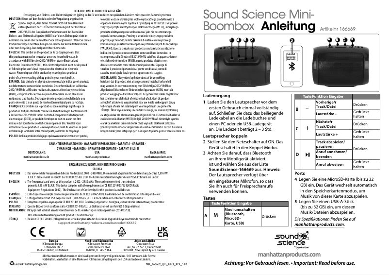 Page 1 de la notice Manuel utilisateur Manhattan 166669