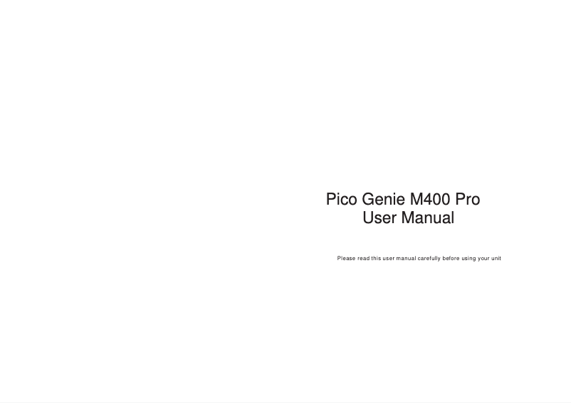 Page n°1 - Manuel utilisateur Pico Genie M400 Pro