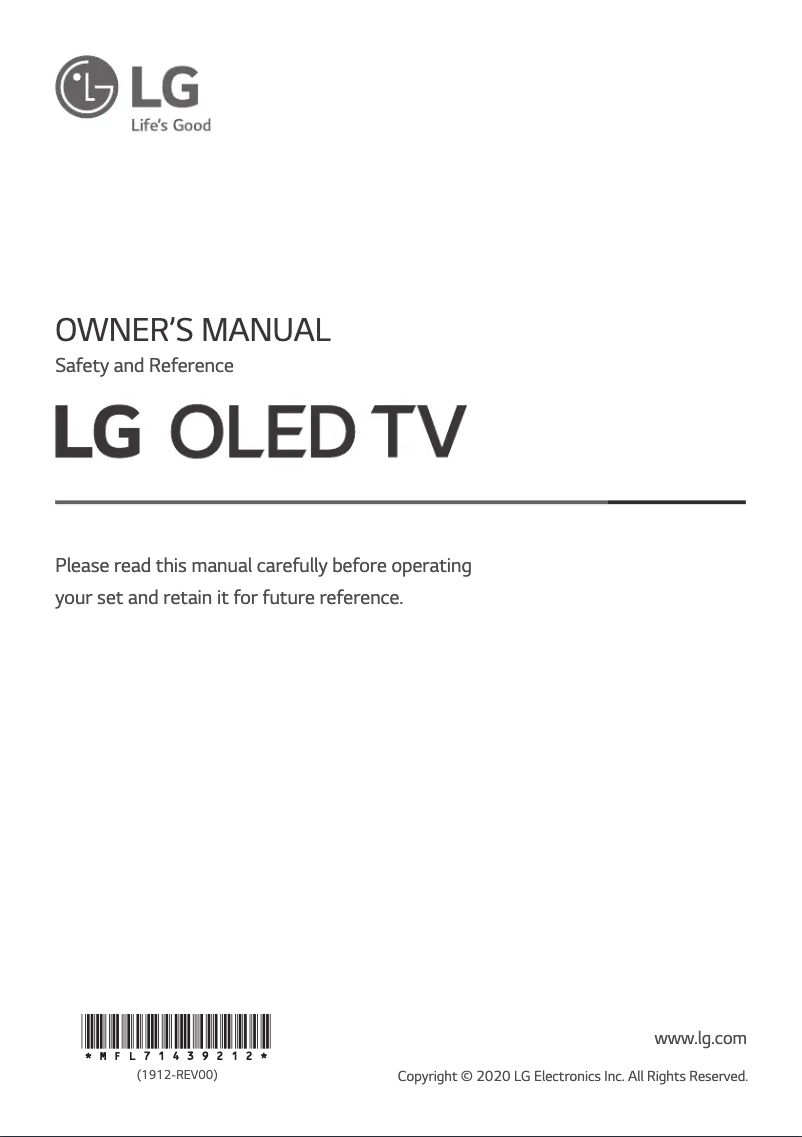 Page 1 de la notice Manuel utilisateur LG OLED55BX