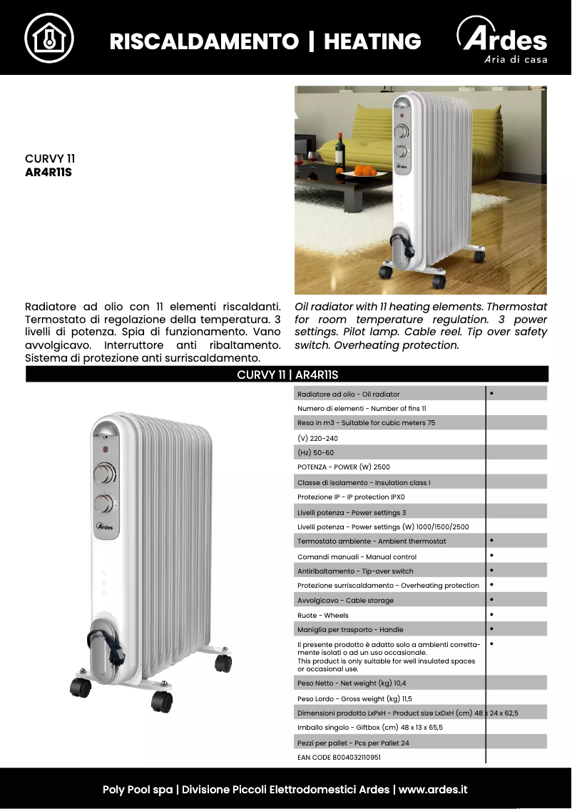 Página 1 del manual Ficha técnica Ardes AR4R11S