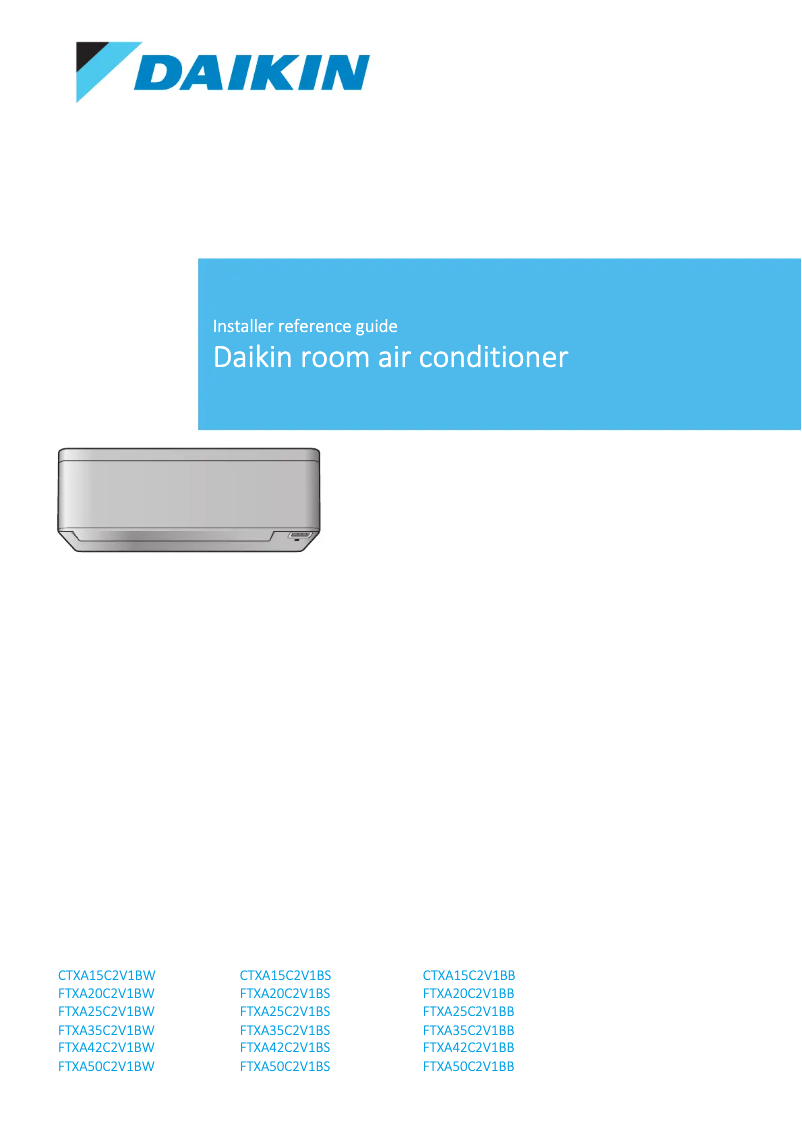 Page n°1 - Guide d'installation Daikin FTXA25C2V1BW