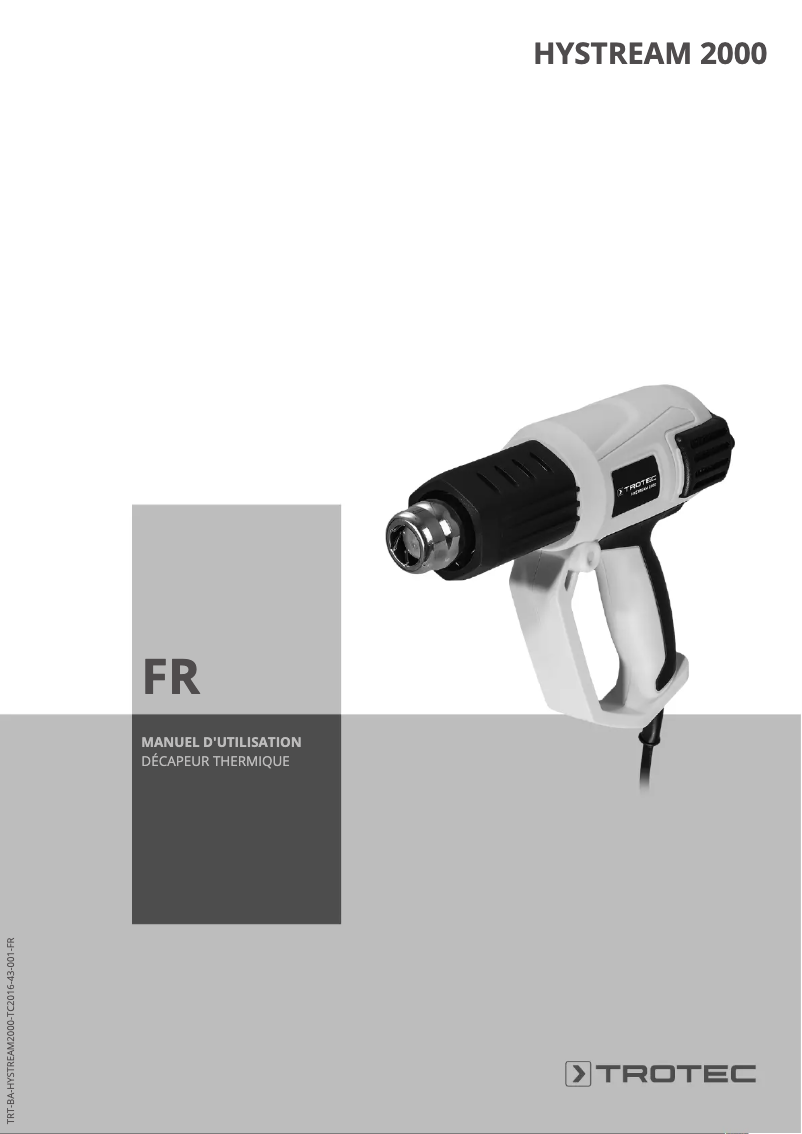 Page 1 de la notice Manuel utilisateur Trotec HyStream 2000