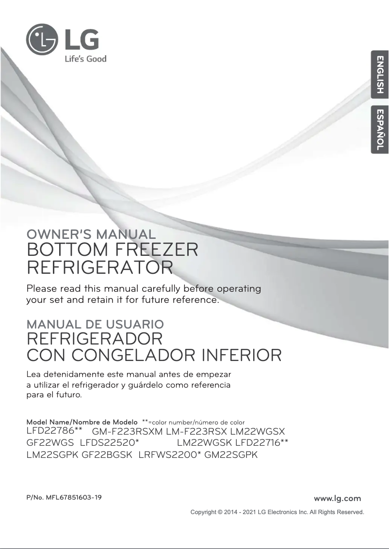 Page 1 de la notice Manuel utilisateur LG GM-F223RSXM