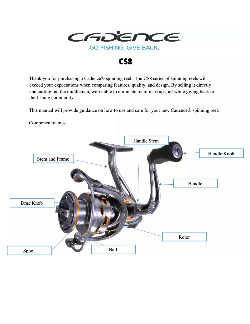 Page n°1 - Manuel utilisateur Cadence CS8