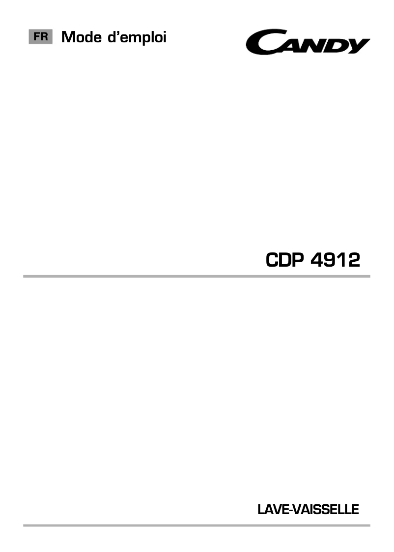 Page 1 de la notice Manuel utilisateur Candy CDP 4912-47
