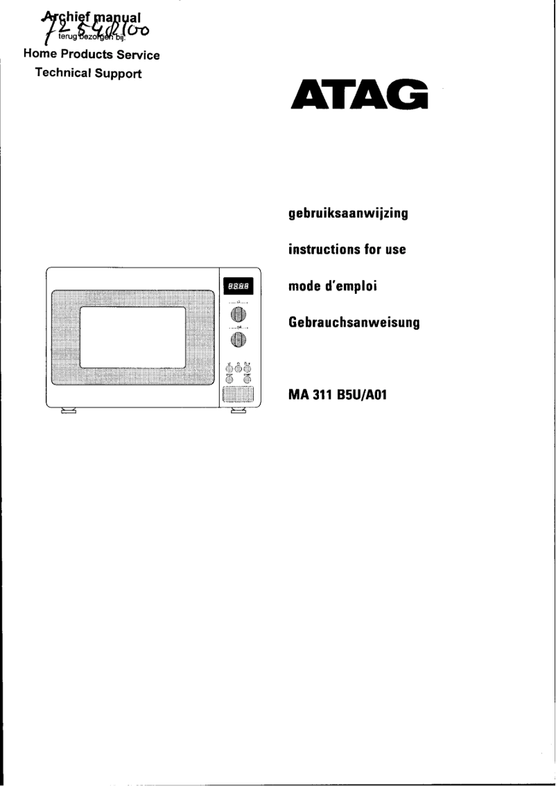 Page 1 de la notice Manuel utilisateur Atag MA3011B