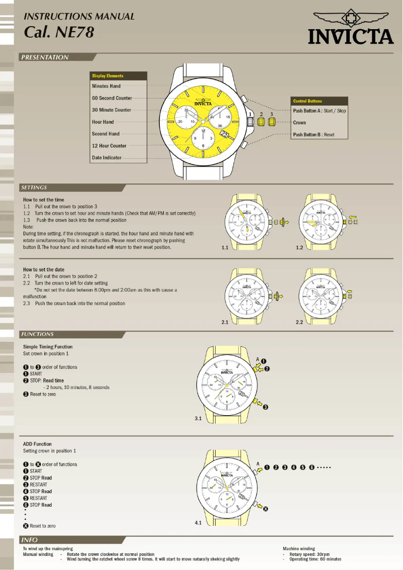 Page 1 de la notice Manuel utilisateur Invicta Reserve 29776