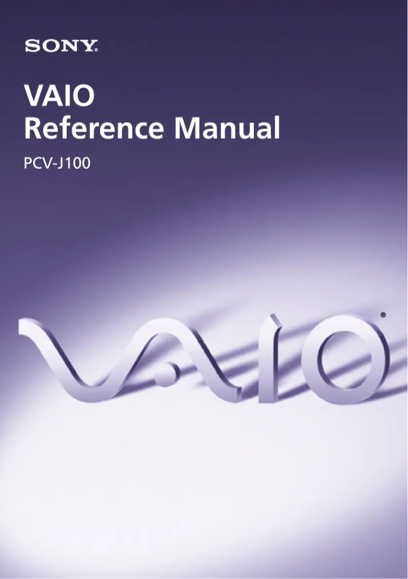 Image de la première page du manuel de l'appareil Vaio PCV-J100