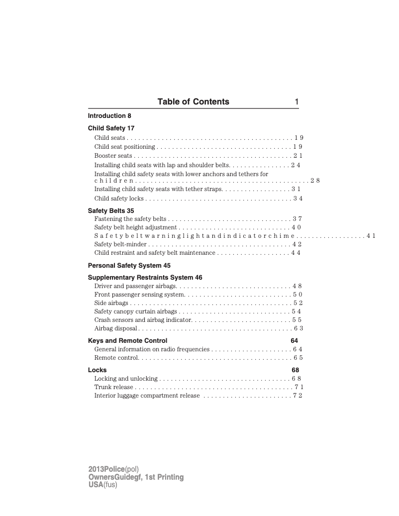 Page 1 de la notice Manuel utilisateur Ford Police Interceptor Utility (2013)
