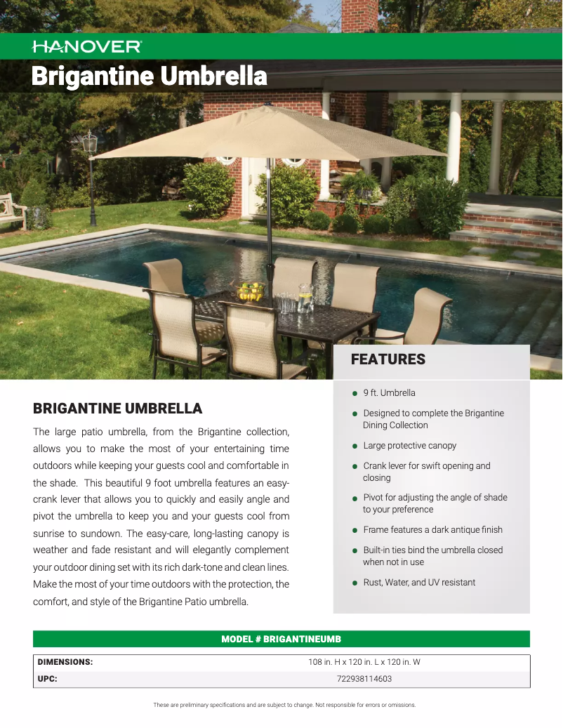 Page n°1 - Manuel utilisateur Hanover BRIGANTINEUMB