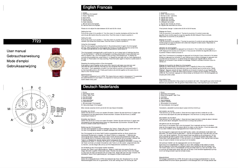 Page n°1 - Manuel utilisateur Davis 7723