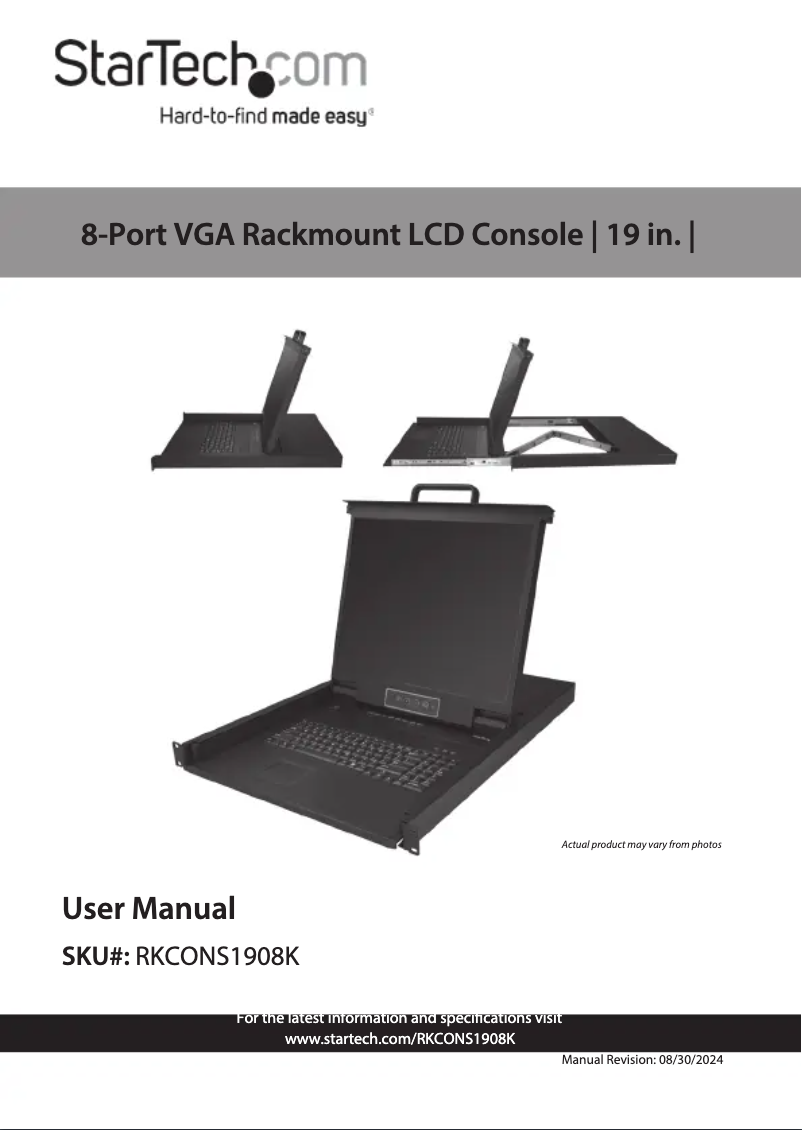 Page n°1 - Manuel utilisateur StarTech.com RKCONS1908K