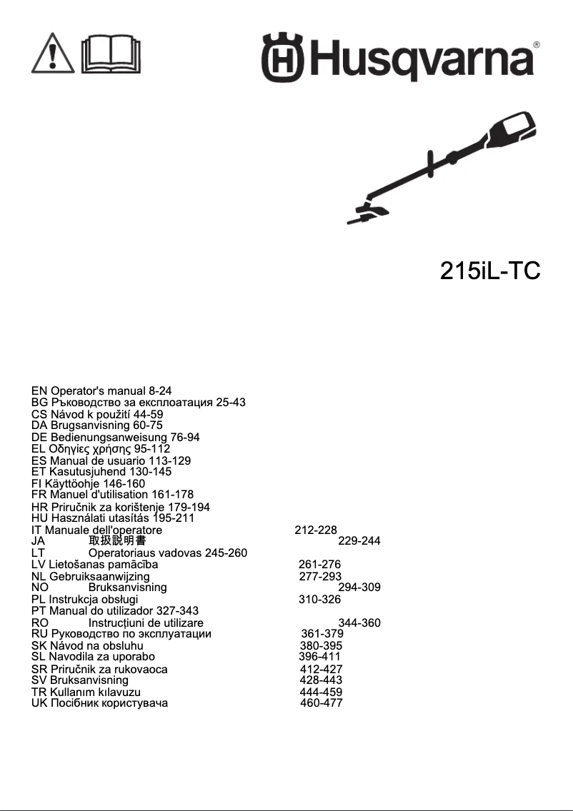 Page 1 de la notice Manuel utilisateur Husqvarna 215iL