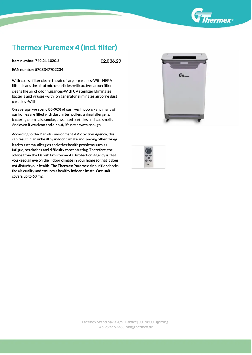 Page n°1 - Manuel utilisateur Thermex Puremex 4