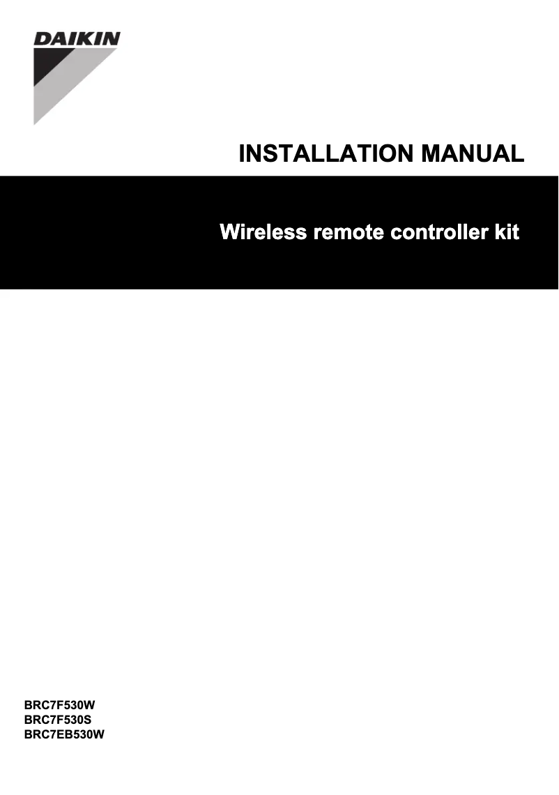 Page 1 de la notice Guide d'installation Daikin BRC7EB530W