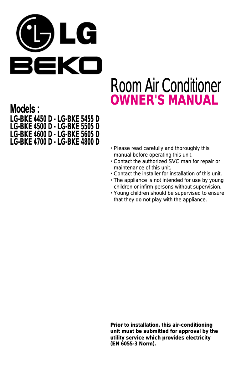 Página 1 del manual Manual de usuario LG-Beko LG-BKE 4800 D