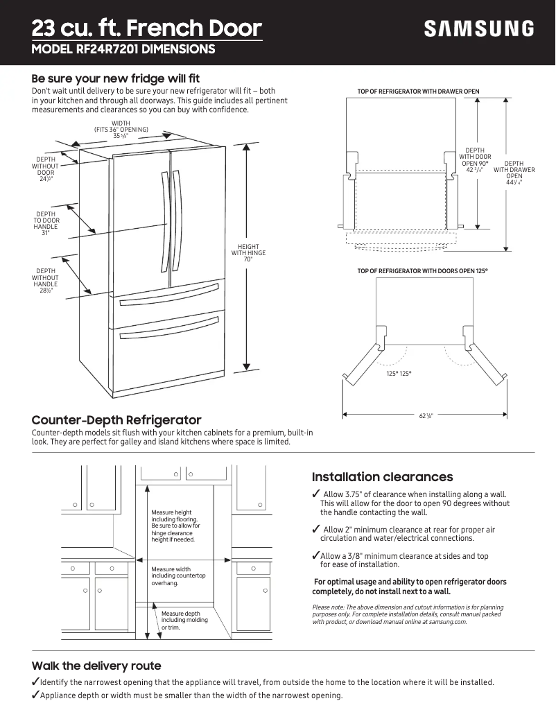 Page n°1 - Fiche technique Samsung RF24R7201SR