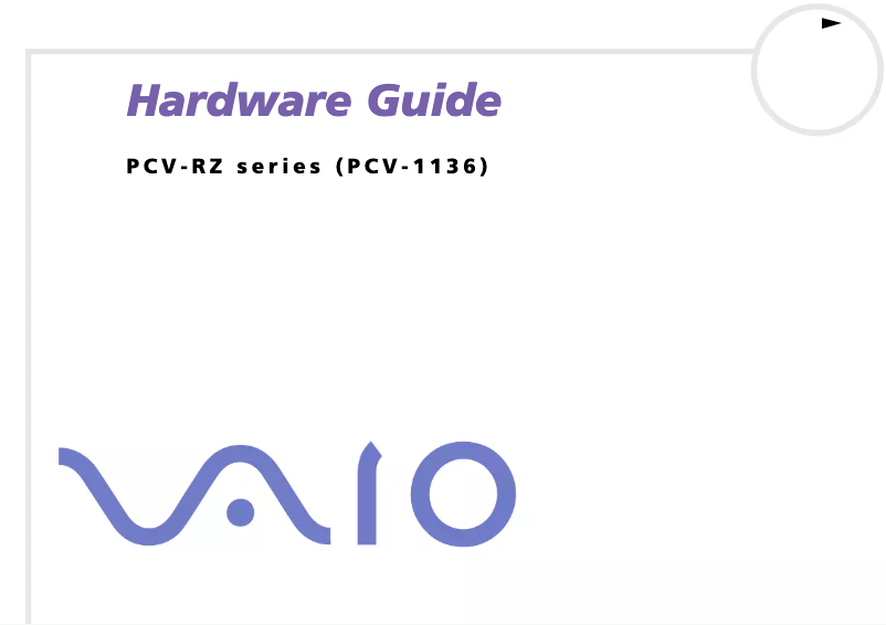 Image de la première page du manuel de l'appareil Vaio PCV-RZ422P