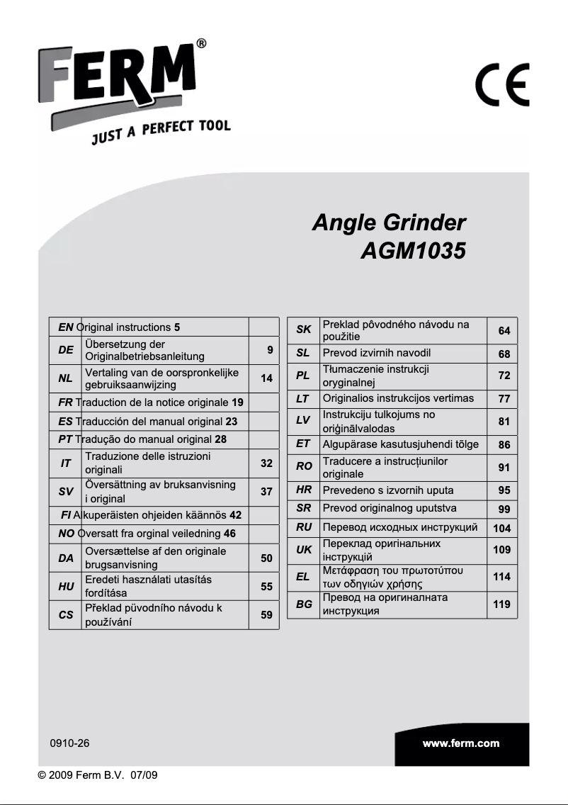 Page 1 de la notice Manuel utilisateur Ferm AGM1035