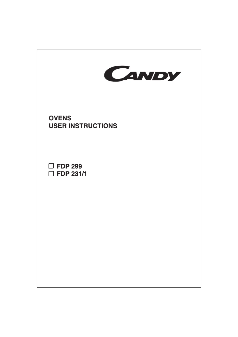 Page 1 de la notice Manuel utilisateur Candy FO FDP 299 N