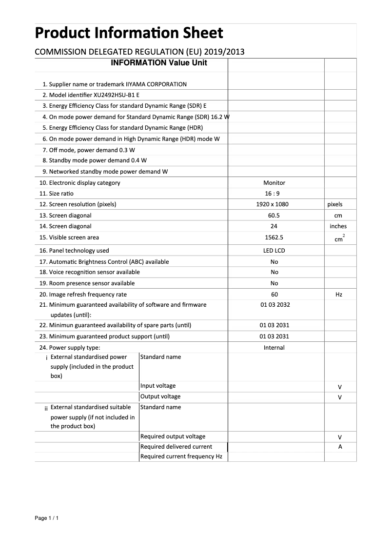 Image de la première page du manuel de l'appareil ProLite XU2492HSU