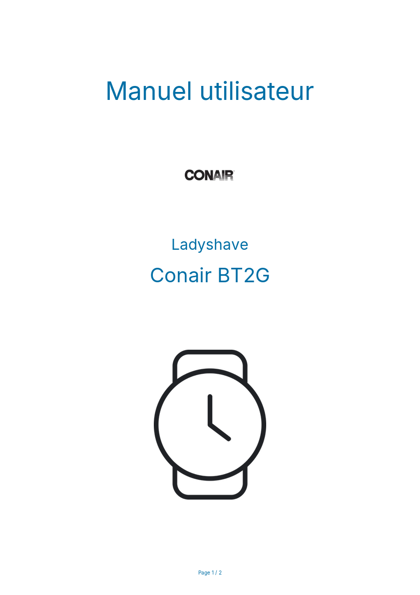 Image de la première page du manuel de l'appareil BT2G