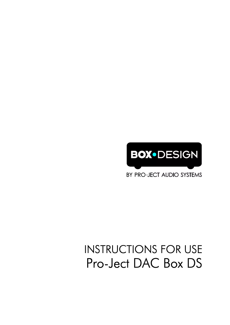 Page 1 de la notice Manuel utilisateur Pro-Ject DAC Box DS