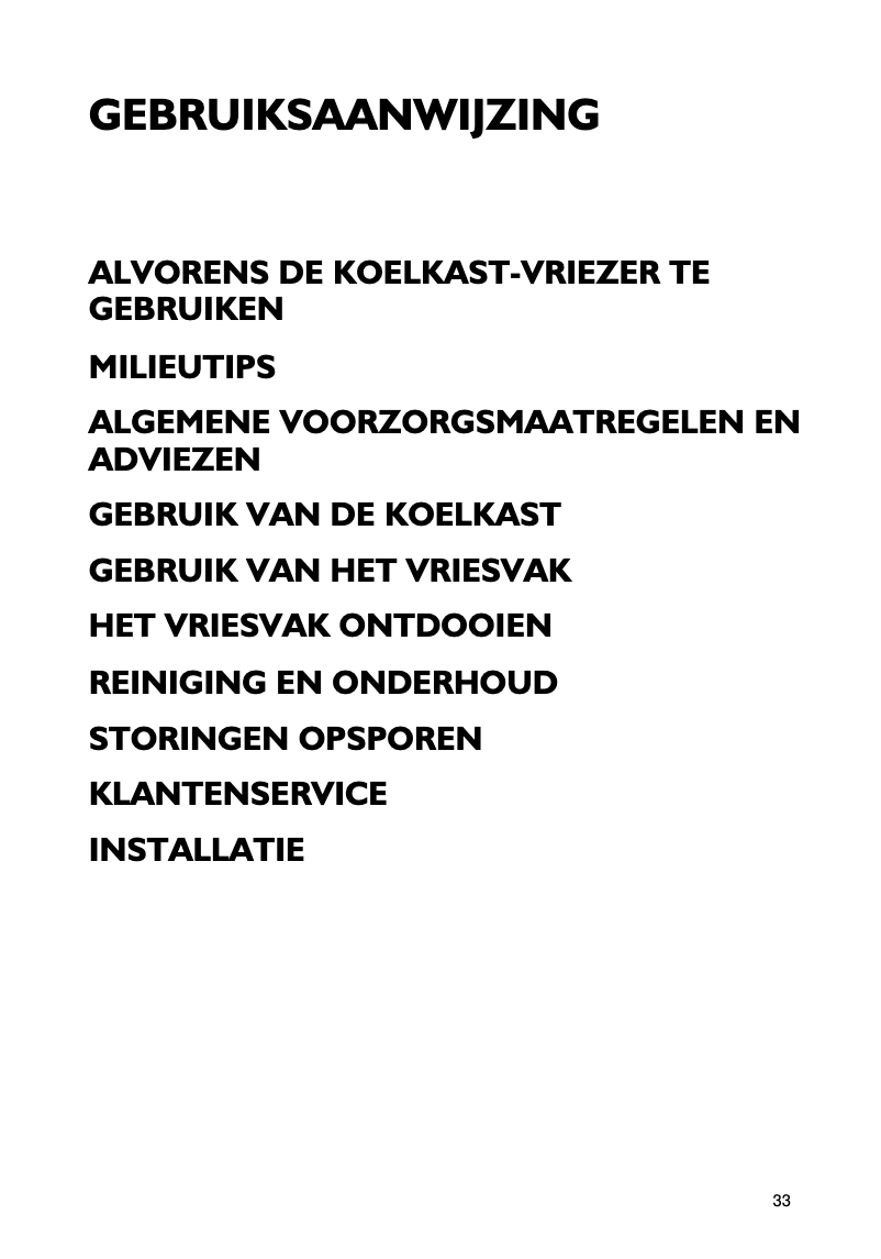 Page 1 de la notice Manuel utilisateur Whirlpool Frostig CFS 500 AL