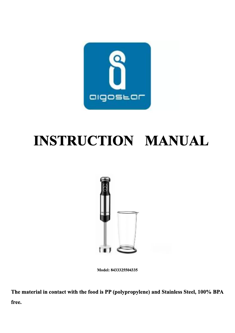 Page n°1 - Manuel utilisateur Aigostar Speedy 30JIL