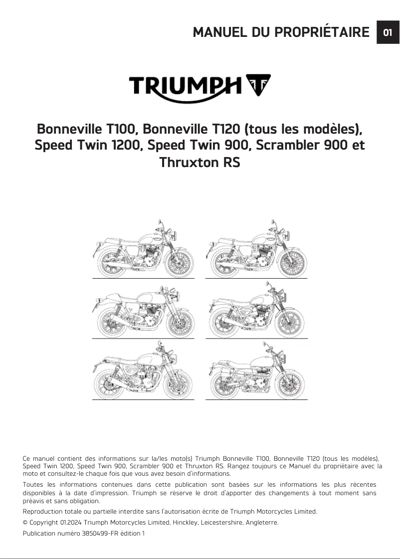 Page 1 de la notice Manuel utilisateur Triumph Speed Twin 1200 (2022)