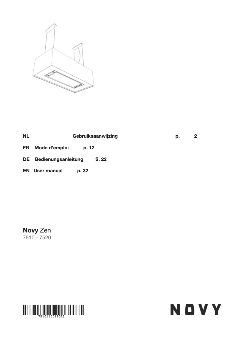 Page 1 de la notice Manuel utilisateur Novy Zen 7520