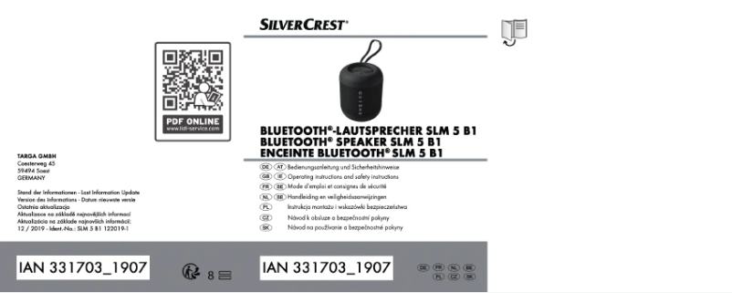 Page 1 of the manual User Manual SilverCrest SLM 5 B1