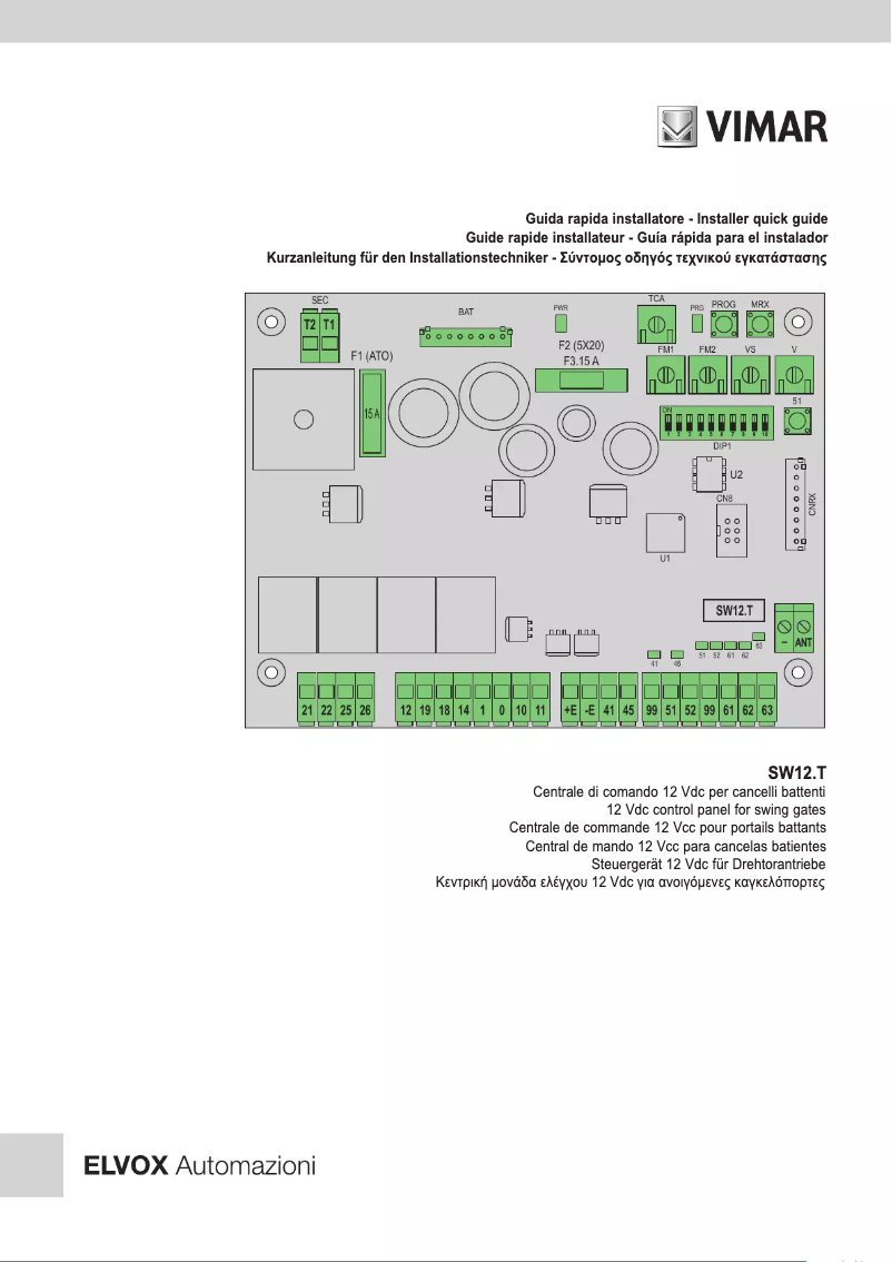 Image de la première page du manuel de l'appareil ELVOX SW12.T