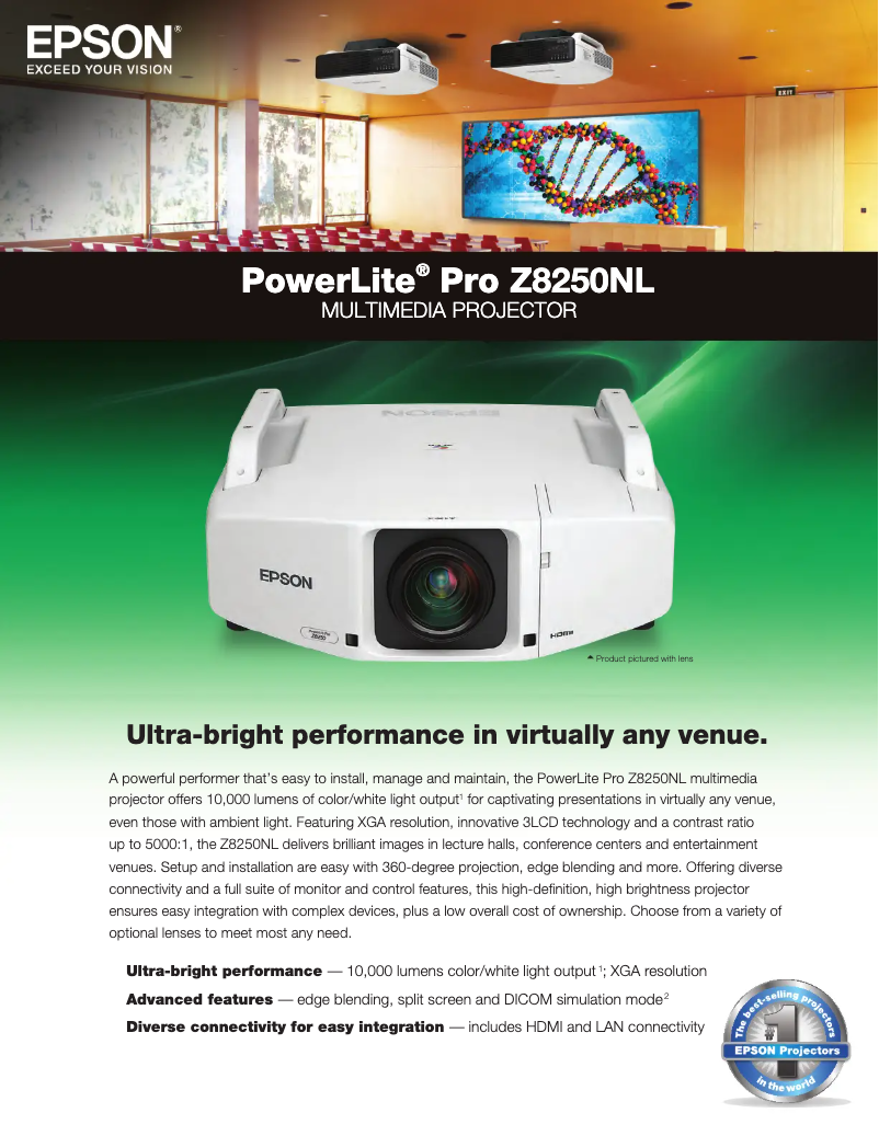 Image de la première page du manuel de l'appareil PowerLite Pro Z8250NL