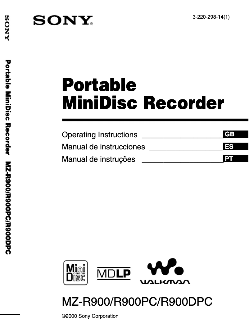 Image de la première page du manuel de l'appareil MZ-R900DPC